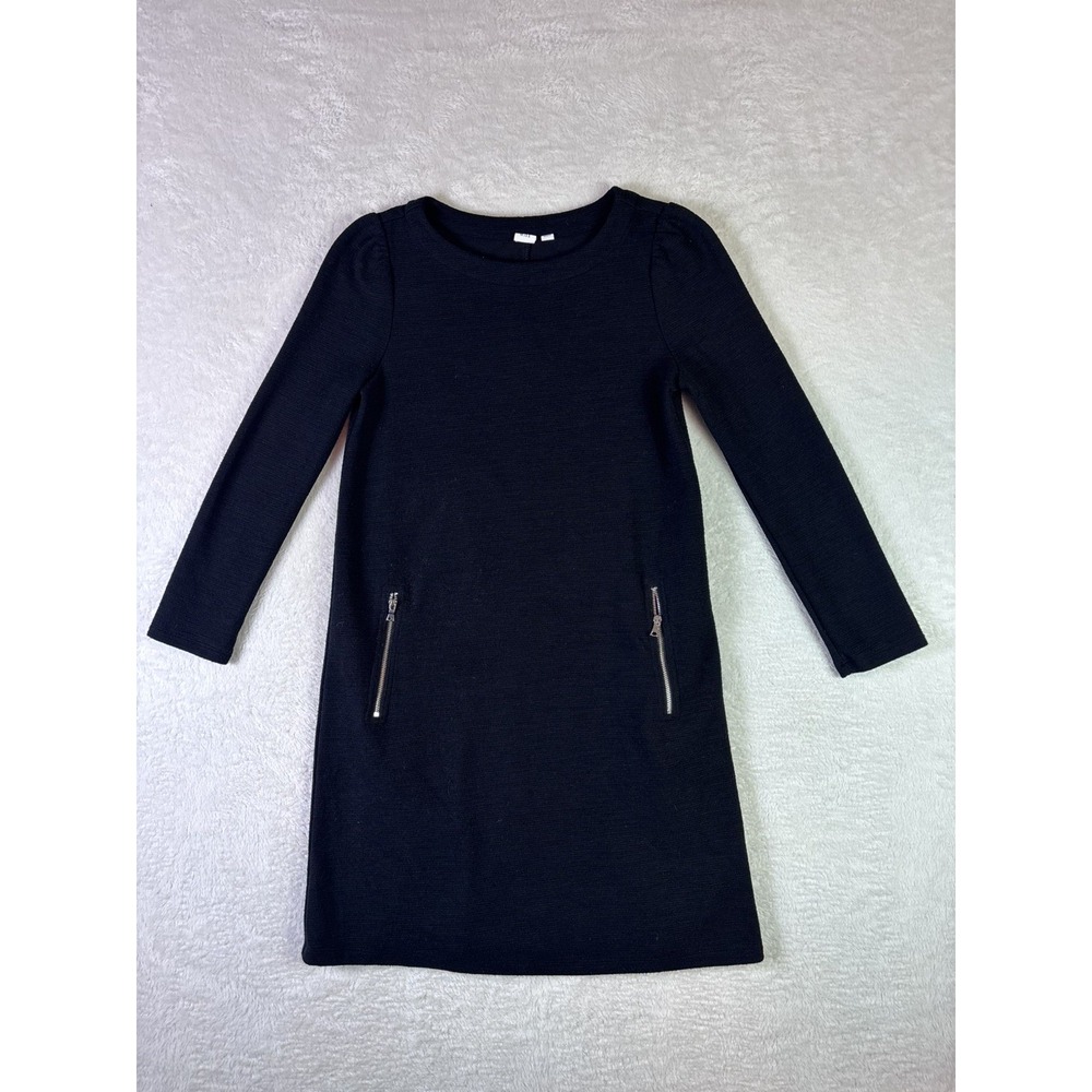 Gap Womens Long Sleeve Scoop Neck Back Shift Dress Zipper Pockets Knee Length XS